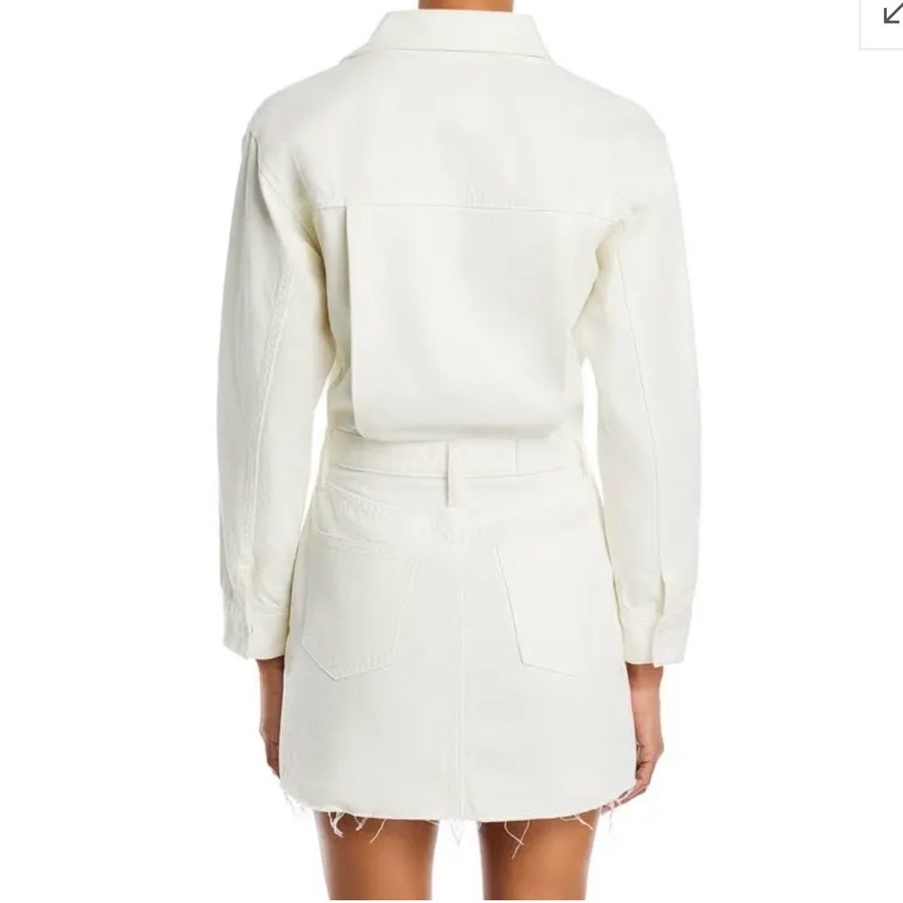 Pistola Nina Cotton Denim Mini Dress in Eggshell Size Small - Picture 4 of 13